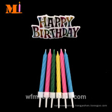 Seller Recommended 100% Fully Refined Paraffin Wax Joyful Spiral Birthday Cake Candle With HAPPY BIRTHDAY Motto